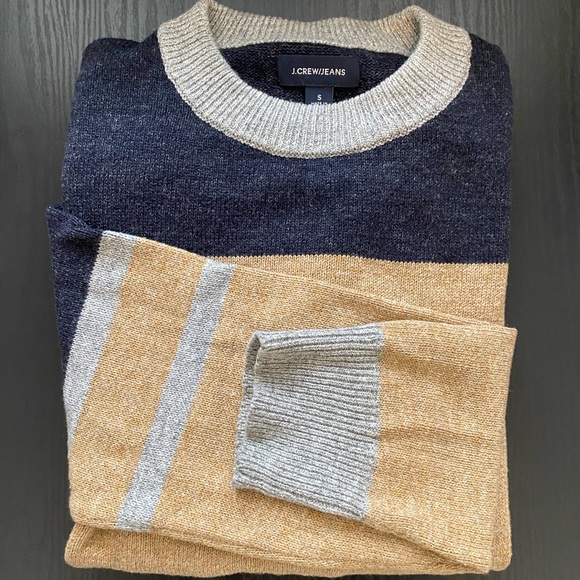 J. Crew Cotton-Wool Colorblock Crewneck Sweater - Picture 2 of 5